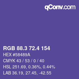 カラーコード: RGB 88.3 72.4 154 | qconv.com