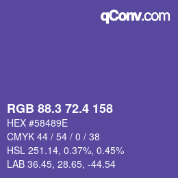 カラーコード: RGB 88.3 72.4 158 | qconv.com