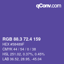 カラーコード: RGB 88.3 72.4 159 | qconv.com