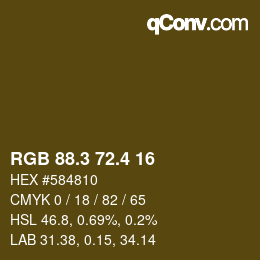 カラーコード: RGB 88.3 72.4 16 | qconv.com