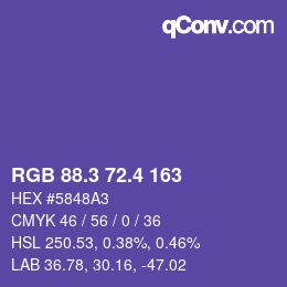 カラーコード: RGB 88.3 72.4 163 | qconv.com