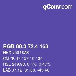 カラーコード: RGB 88.3 72.4 168 | qconv.com