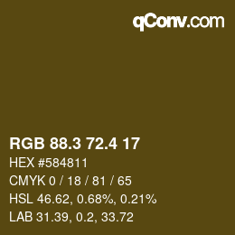 カラーコード: RGB 88.3 72.4 17 | qconv.com