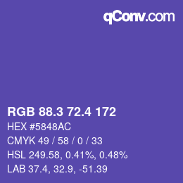 カラーコード: RGB 88.3 72.4 172 | qconv.com