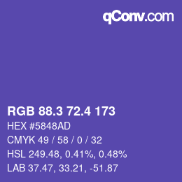 カラーコード: RGB 88.3 72.4 173 | qconv.com