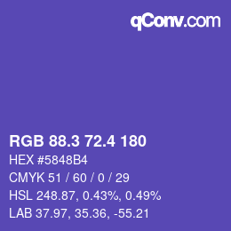 カラーコード: RGB 88.3 72.4 180 | qconv.com