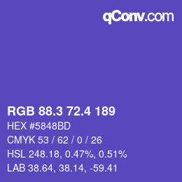 カラーコード: RGB 88.3 72.4 189 | qconv.com