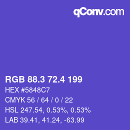 カラーコード: RGB 88.3 72.4 199 | qconv.com