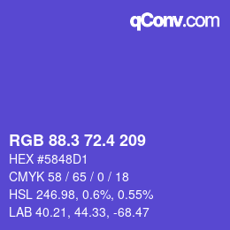 カラーコード: RGB 88.3 72.4 209 | qconv.com