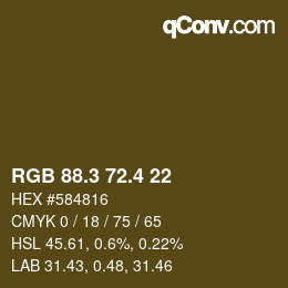 カラーコード: RGB 88.3 72.4 22 | qconv.com