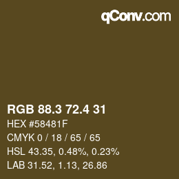 カラーコード: RGB 88.3 72.4 31 | qconv.com