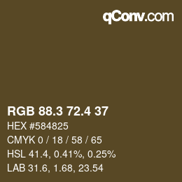 カラーコード: RGB 88.3 72.4 37 | qconv.com