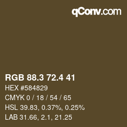 カラーコード: RGB 88.3 72.4 41 | qconv.com