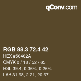 カラーコード: RGB 88.3 72.4 42 | qconv.com