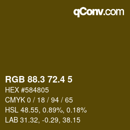 カラーコード: RGB 88.3 72.4 5 | qconv.com