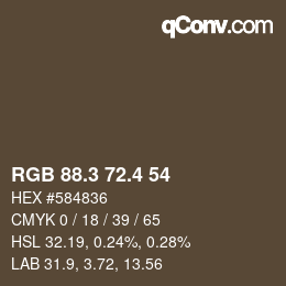 カラーコード: RGB 88.3 72.4 54 | qconv.com