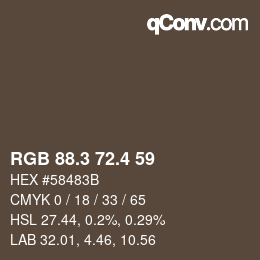 カラーコード: RGB 88.3 72.4 59 | qconv.com