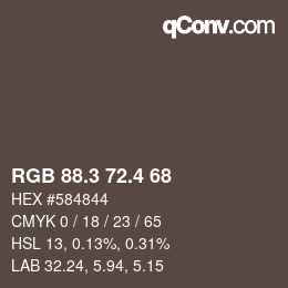 カラーコード: RGB 88.3 72.4 68 | qconv.com