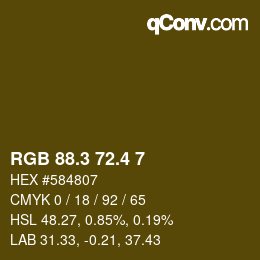 カラーコード: RGB 88.3 72.4 7 | qconv.com