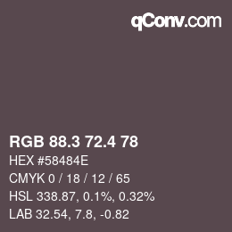 カラーコード: RGB 88.3 72.4 78 | qconv.com