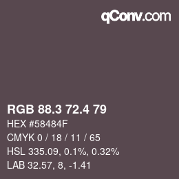 カラーコード: RGB 88.3 72.4 79 | qconv.com