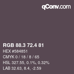 カラーコード: RGB 88.3 72.4 81 | qconv.com