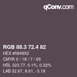 カラーコード: RGB 88.3 72.4 82 | qconv.com