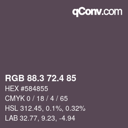 カラーコード: RGB 88.3 72.4 85 | qconv.com