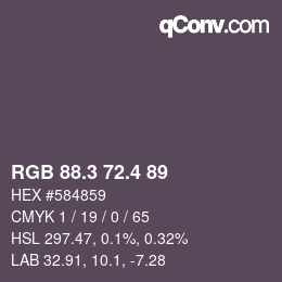 カラーコード: RGB 88.3 72.4 89 | qconv.com