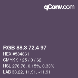 カラーコード: RGB 88.3 72.4 97 | qconv.com