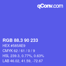カラーコード: RGB 88.3 90 233 | qconv.com