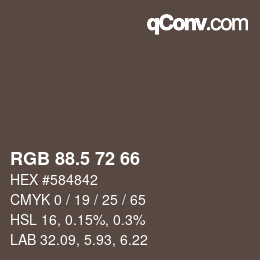Farbcode: RGB 88.5 72 66 | qconv.com