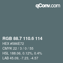 カラーコード: RGB 88.7 110.6 114 | qconv.com