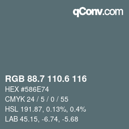 カラーコード: RGB 88.7 110.6 116 | qconv.com