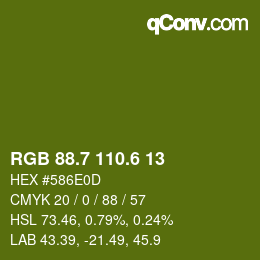 カラーコード: RGB 88.7 110.6 13 | qconv.com