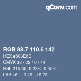 カラーコード: RGB 88.7 110.6 142 | qconv.com