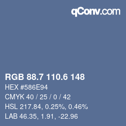 カラーコード: RGB 88.7 110.6 148 | qconv.com