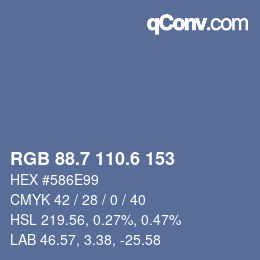 カラーコード: RGB 88.7 110.6 153 | qconv.com