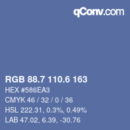 カラーコード: RGB 88.7 110.6 163 | qconv.com