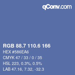 カラーコード: RGB 88.7 110.6 166 | qconv.com
