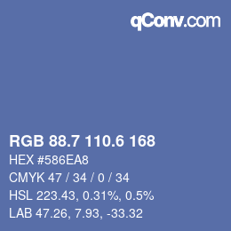 カラーコード: RGB 88.7 110.6 168 | qconv.com