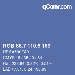 カラーコード: RGB 88.7 110.6 169 | qconv.com