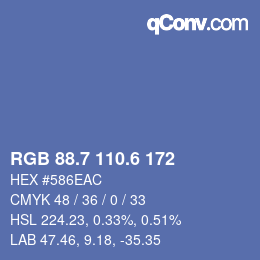 カラーコード: RGB 88.7 110.6 172 | qconv.com