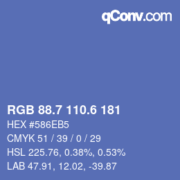 カラーコード: RGB 88.7 110.6 181 | qconv.com