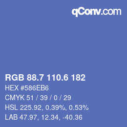 カラーコード: RGB 88.7 110.6 182 | qconv.com