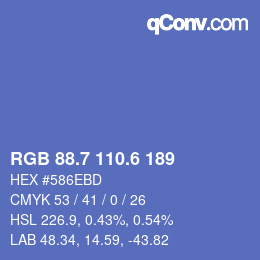 カラーコード: RGB 88.7 110.6 189 | qconv.com
