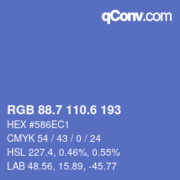カラーコード: RGB 88.7 110.6 193 | qconv.com