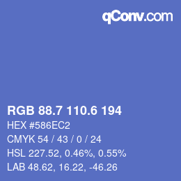 カラーコード: RGB 88.7 110.6 194 | qconv.com