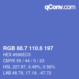 カラーコード: RGB 88.7 110.6 197 | qconv.com