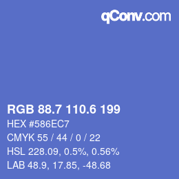 カラーコード: RGB 88.7 110.6 199 | qconv.com